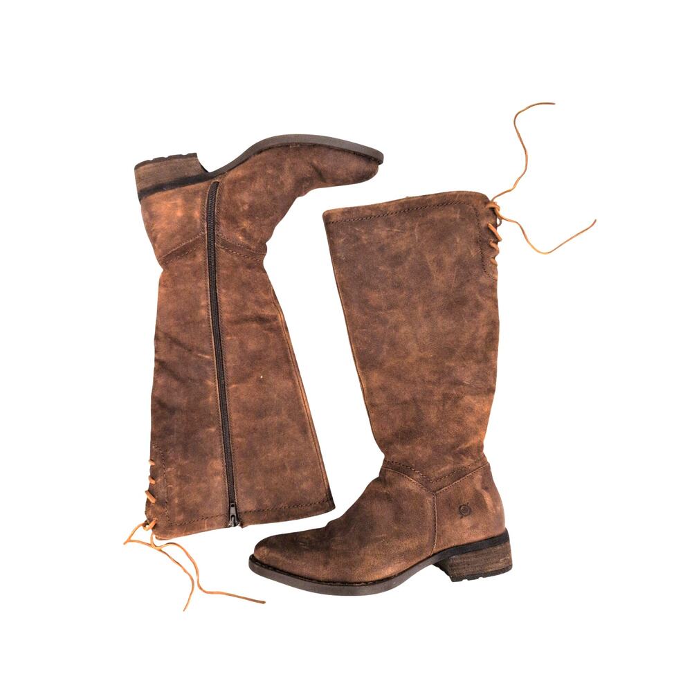 Born Hayden Knee-high Boots Rust Distressed Leather size 8.5 - Picture 3 of 8